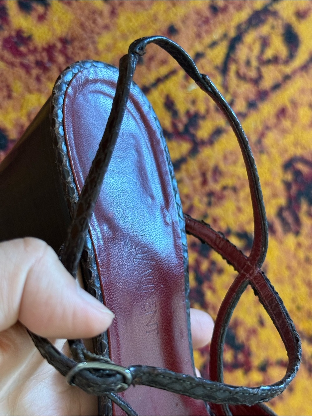 Yves Saint Laurent (Vintage 90s) Snakeskin Slingback Mary Jane Heels - Picture 4 of 9